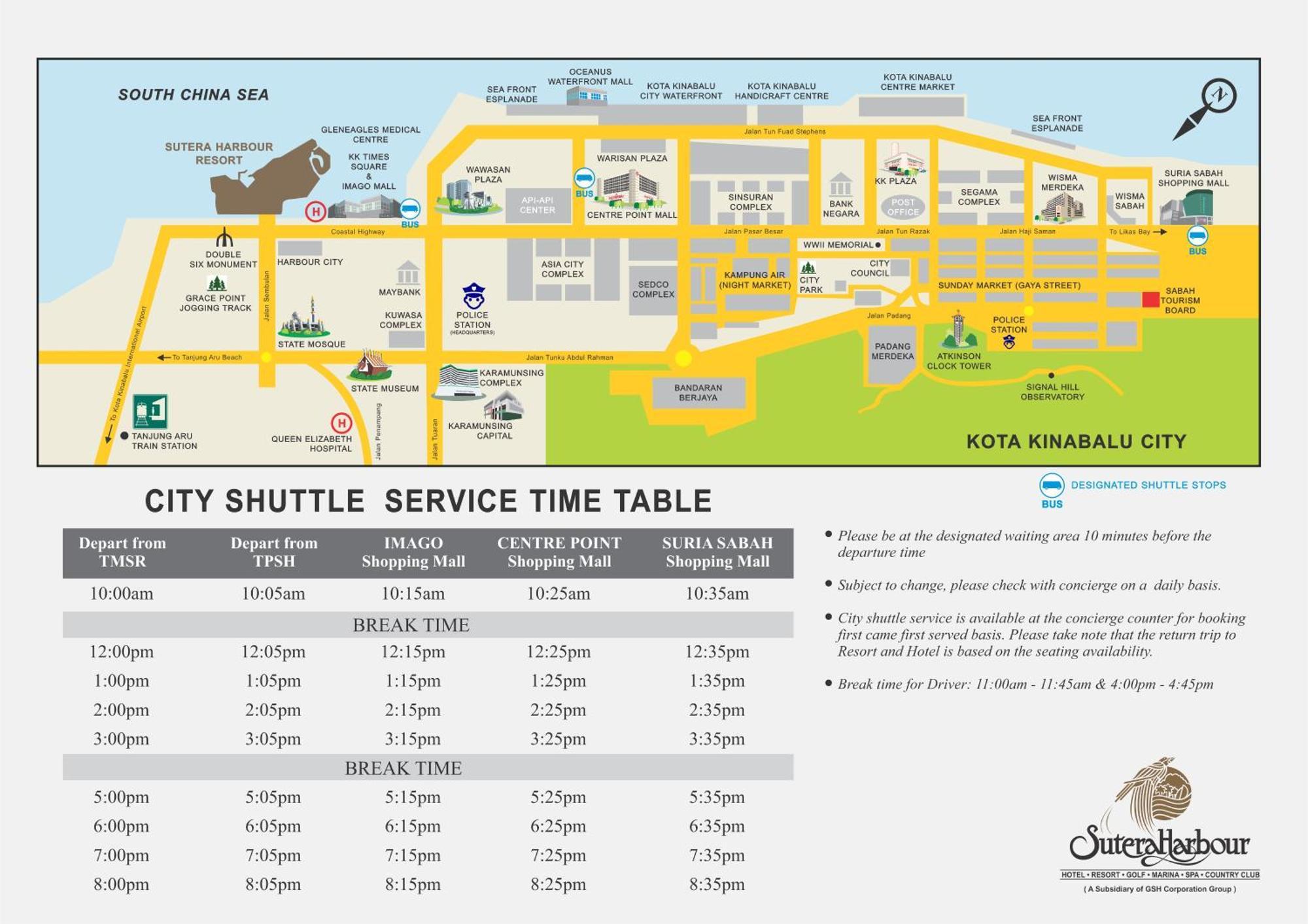 The Pacific Sutera Kota Kinabalu Exterior foto City Shuttle Service Timetable